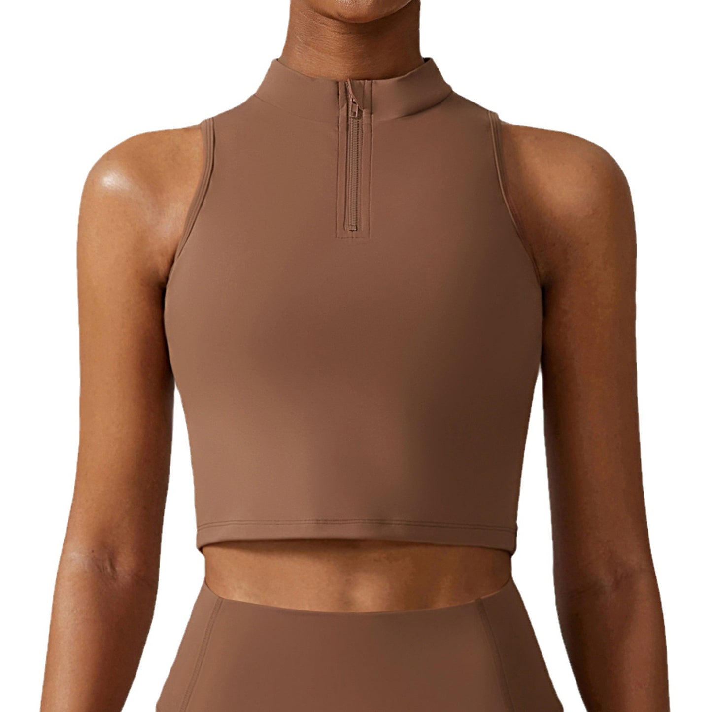 1/4 zipper sports crop vest