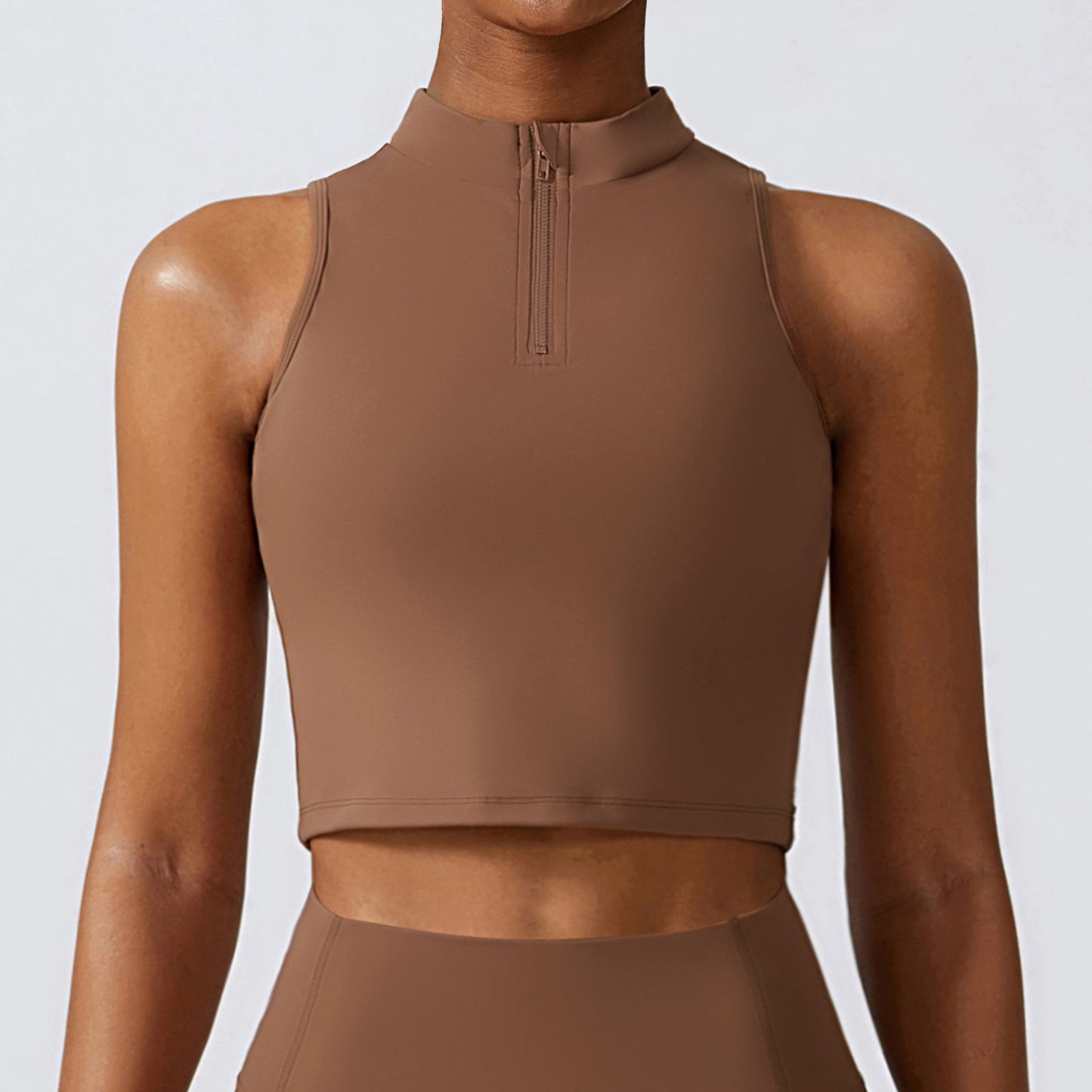 1/4 zipper sports crop vest