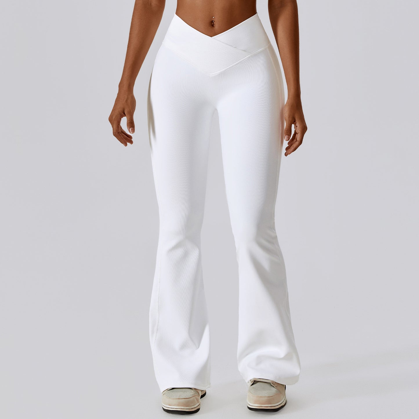 Cross high waist yoga flare trousers