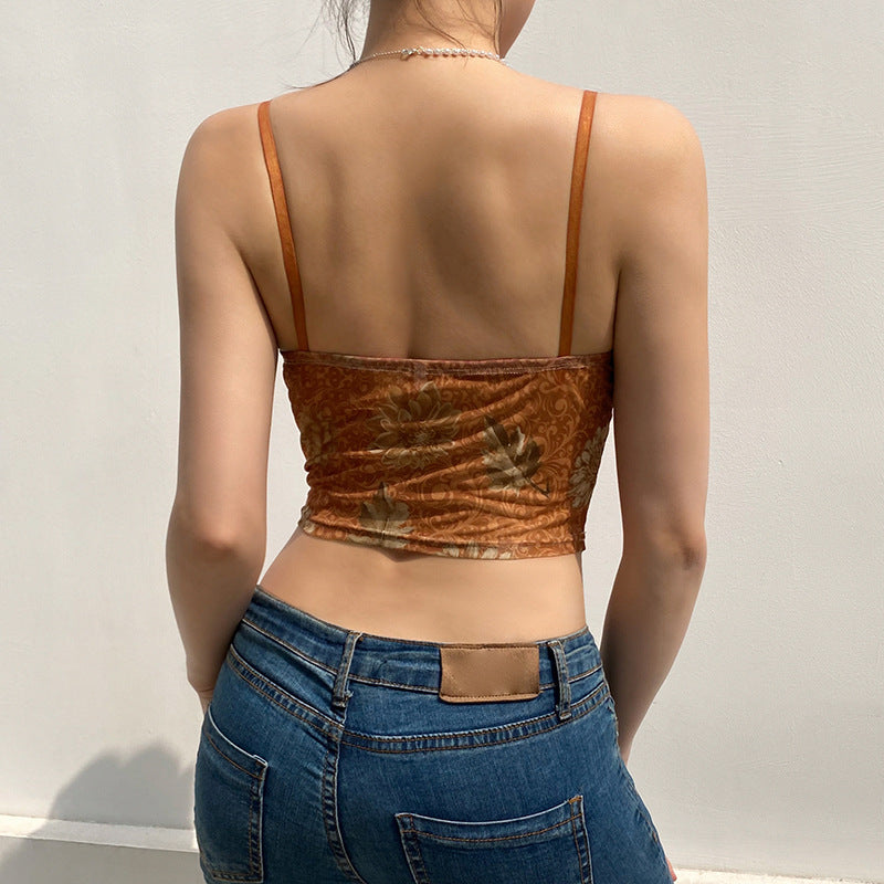 Brown corset lace crop top