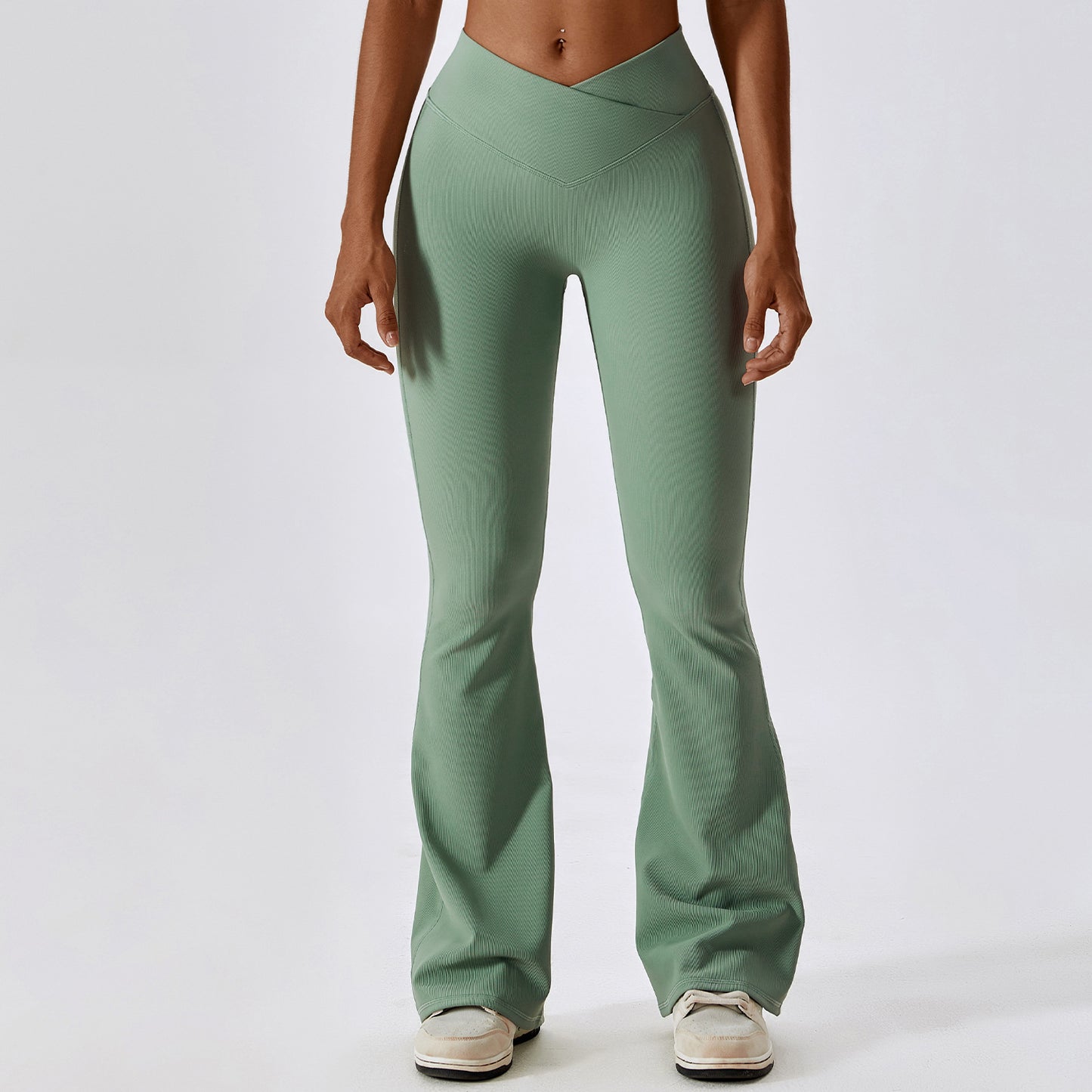 Cross high waist yoga flare trousers