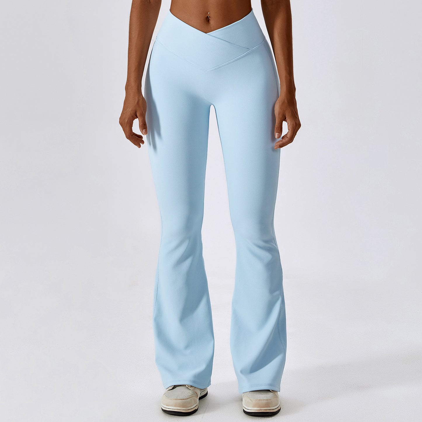 Cross high waist yoga flare trousers