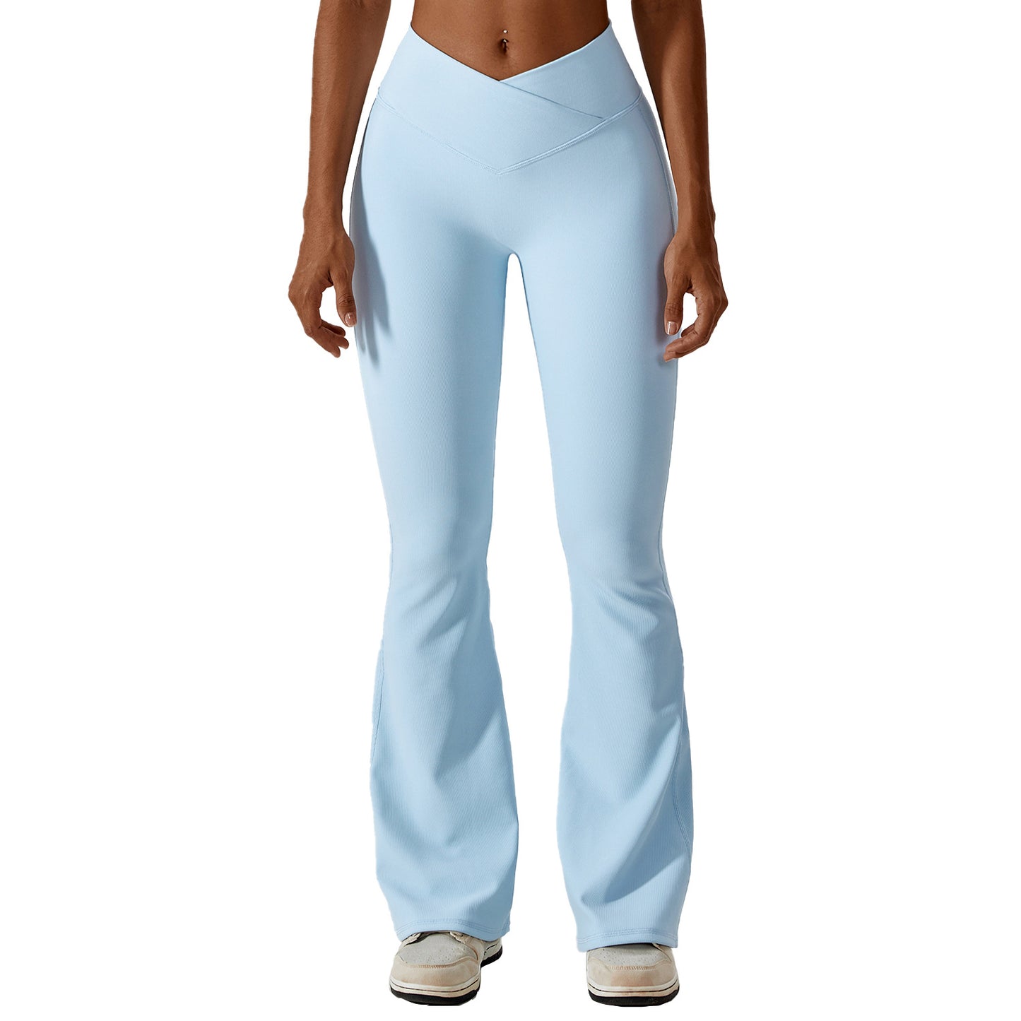 Cross high waist yoga flare trousers