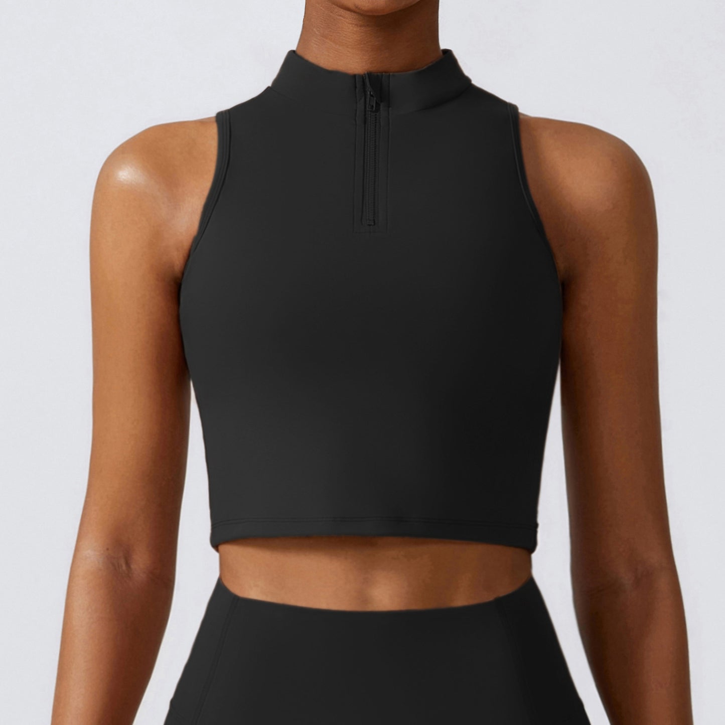 1/4 zipper sports crop vest