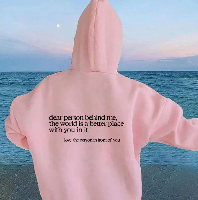 Drawstring printed hoodie