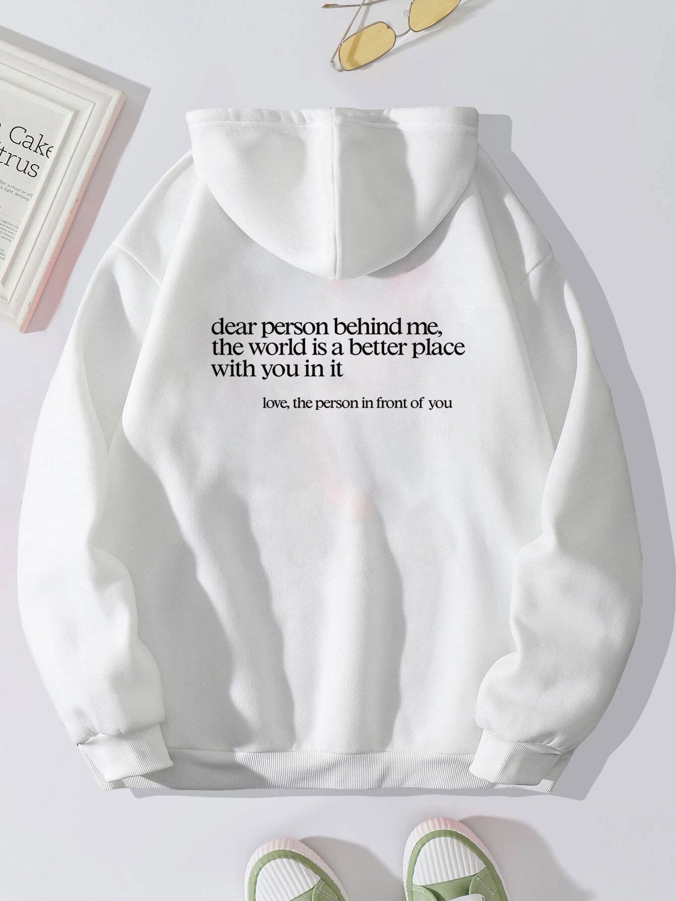 Drawstring printed hoodie